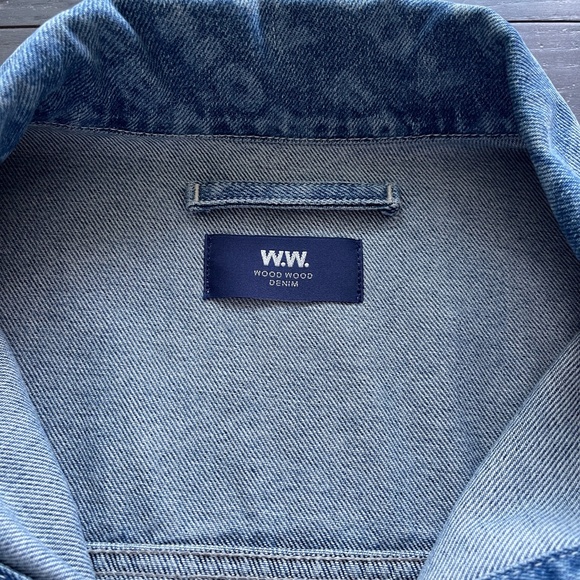 Wood wood blue printer denim jacket size small men - Picture 2 of 6